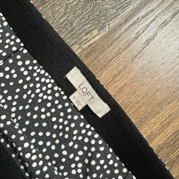 LOFT Black White Polka Dot Midi Skirt Size M EUC - Picture 2 of 3